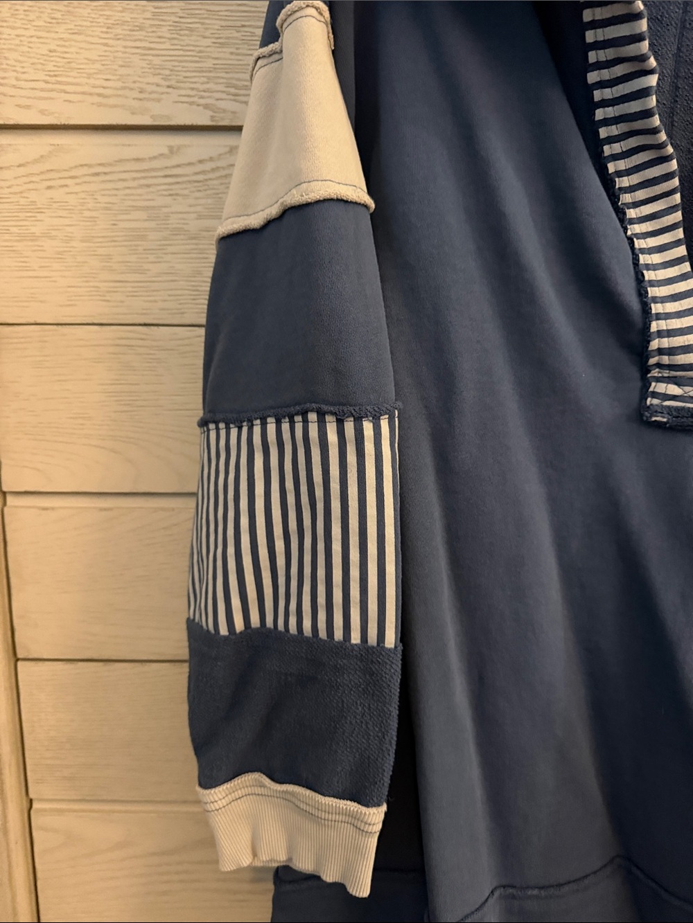Free People Blue & Gray Striped Collared Pullover - Picture 2 of 4